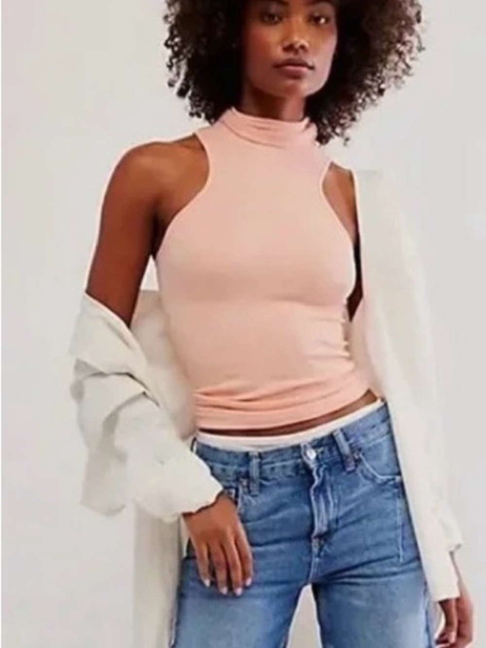 Free People Always Ready seamless turtleneck tank in electric nectar
